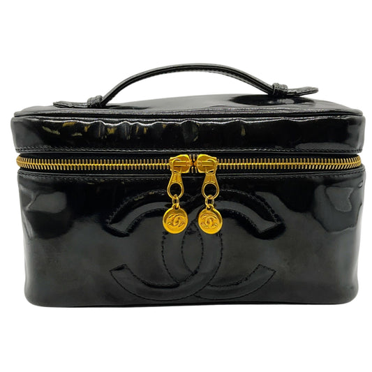 Chanel Black Patent Leather Vanity Case
