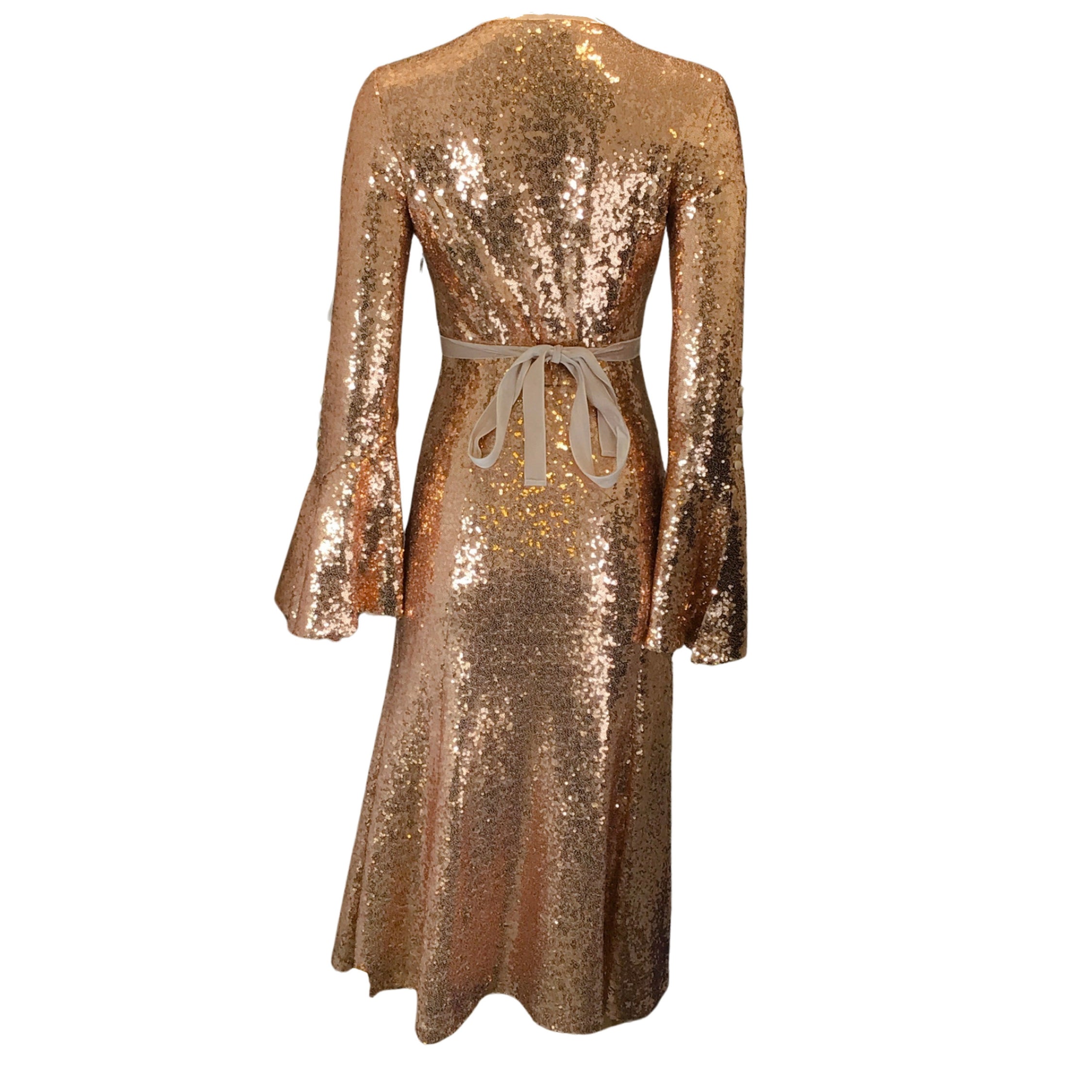 Prabal Gurung Gold Sequin Embellished Midi Dress