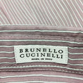 Load image into Gallery viewer, Brunello Cucinelli Lavender / White Striped Cotton and Silk Top with Monili
