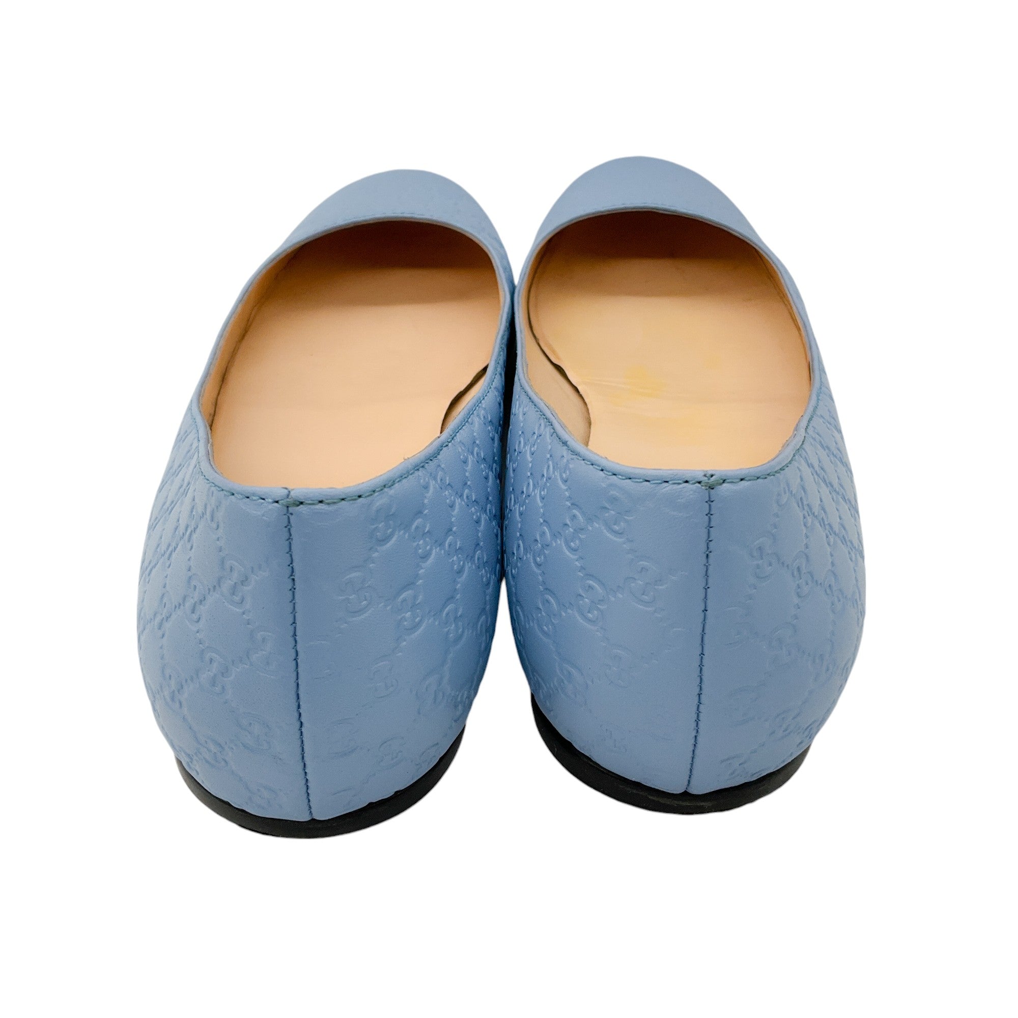 Gucci Baby Blue Guccissima Leather Ballerina Flats