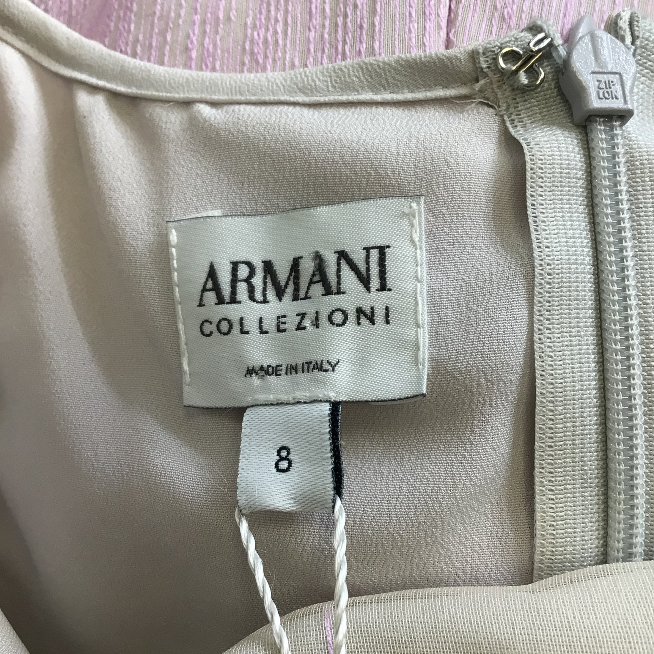Armani Collezioni Ivory / Lilac Ombre Effect Sleeveless Draped Silk Dress