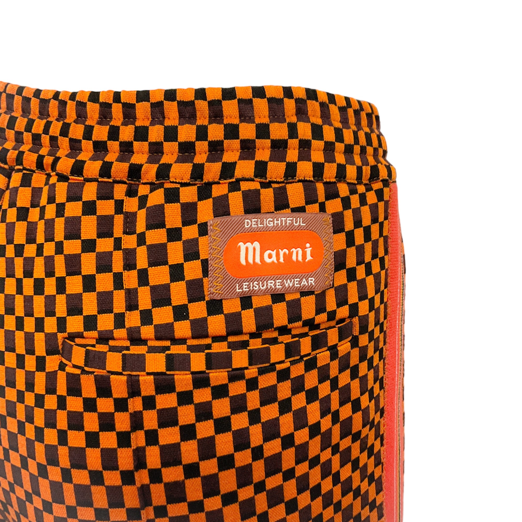 Marni Orange / Black Check Knit Track Pants