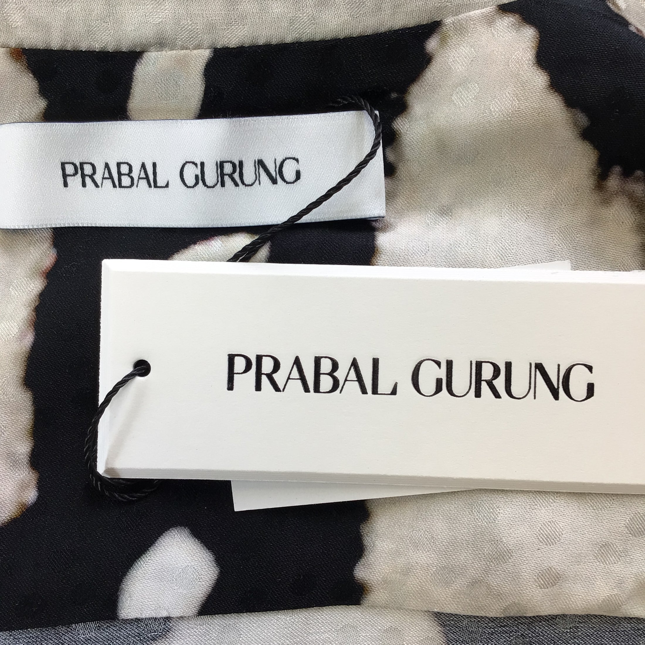 Prabal Gurung Black / White Printed Sash Detail Long Sleeved Viscose Blouse