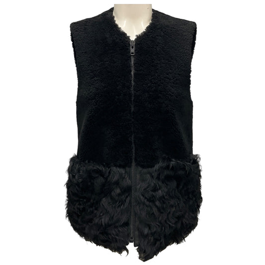 Loeffler Randall Black Lamb Shearling Fur Vest