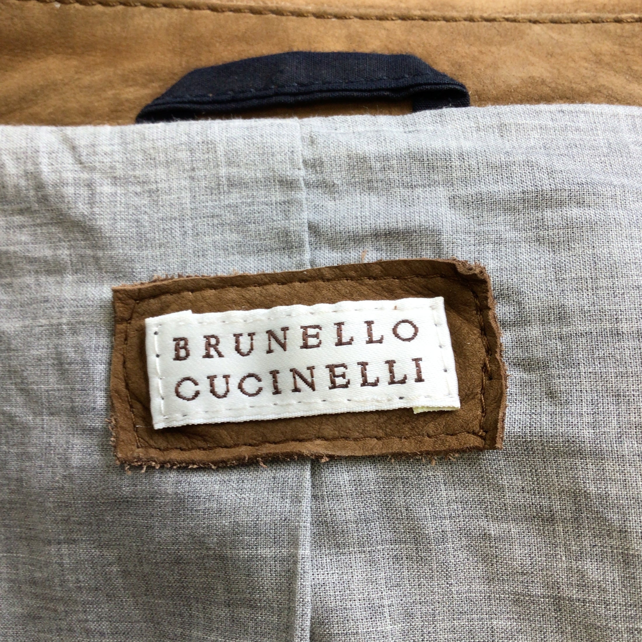 Brunello Cucinelli Men's Brown Button-Front Suede Leather Jacket