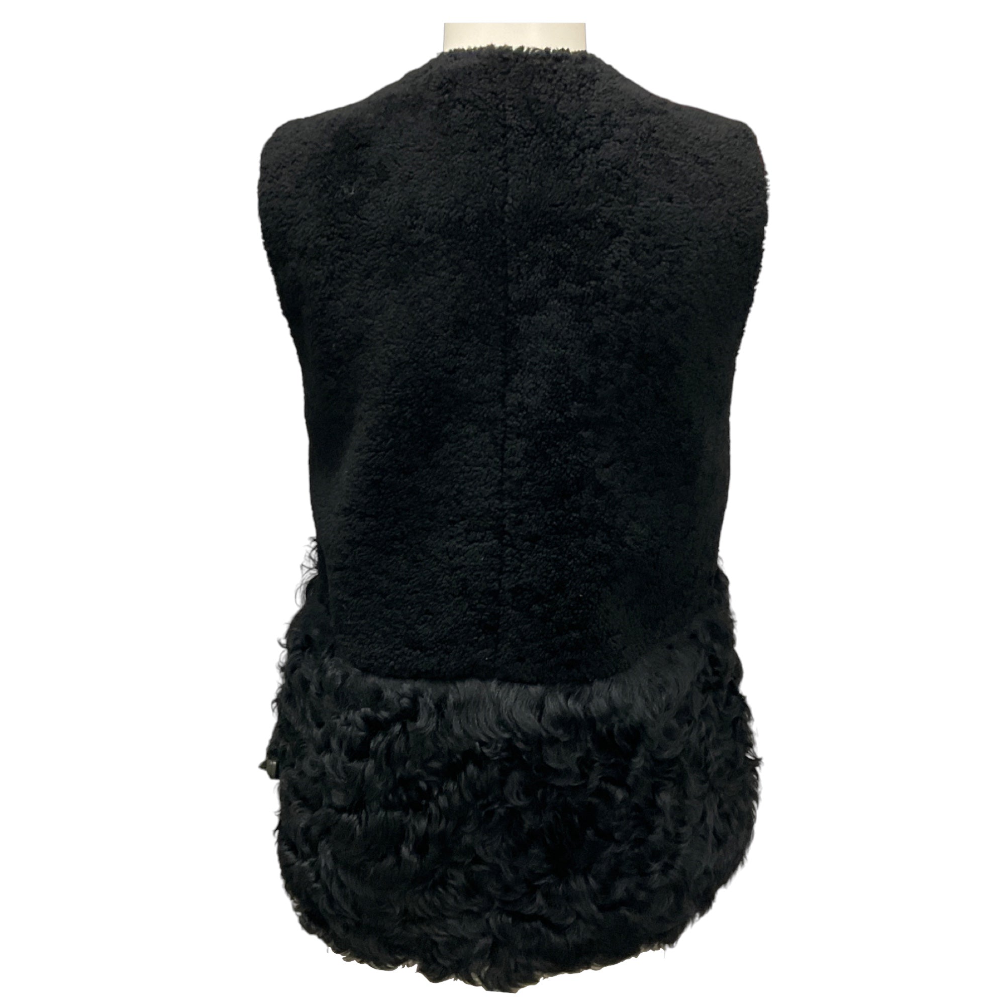 Loeffler Randall Black Lamb Shearling Fur Vest