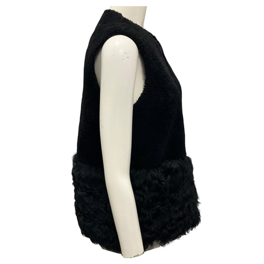 Loeffler Randall Black Lamb Shearling Fur Vest