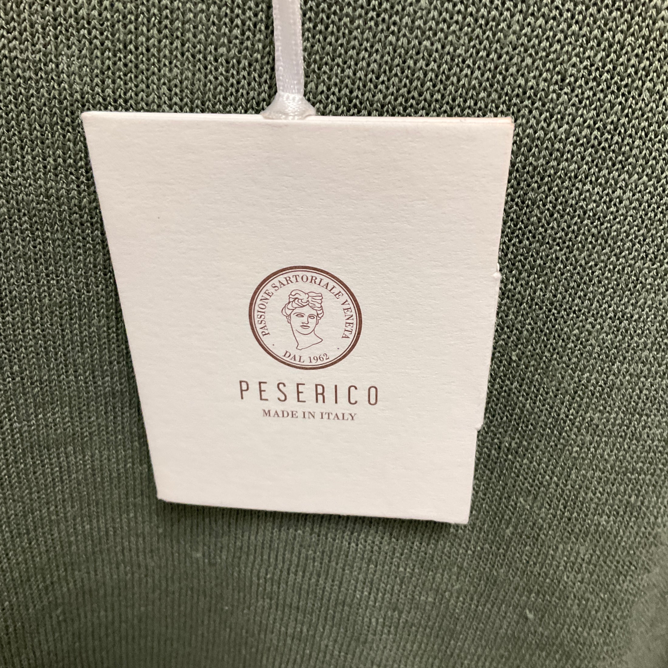 Peserico Olive Green Linen and Cotton Knit Raglan Sweater with Monili
