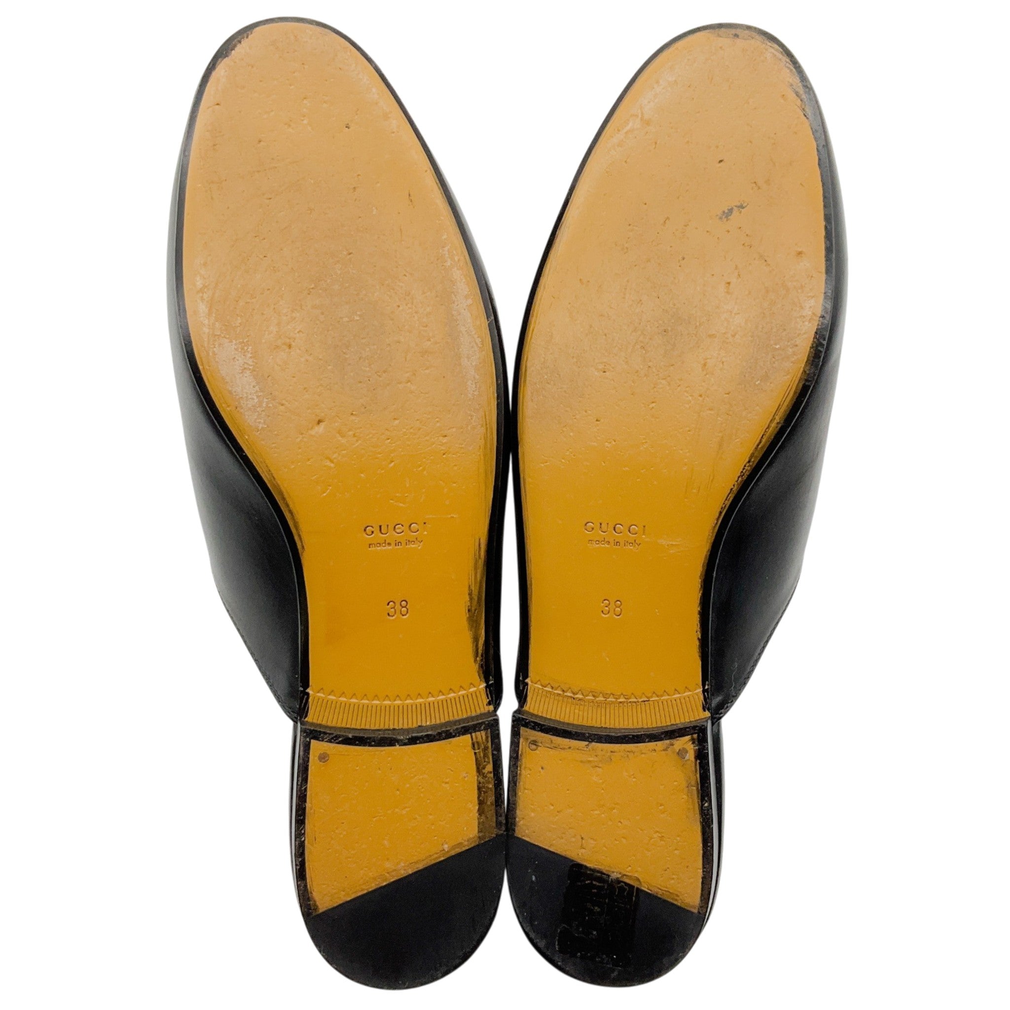 Gucci Black Leather Princetown Mules with Gold Horsebit