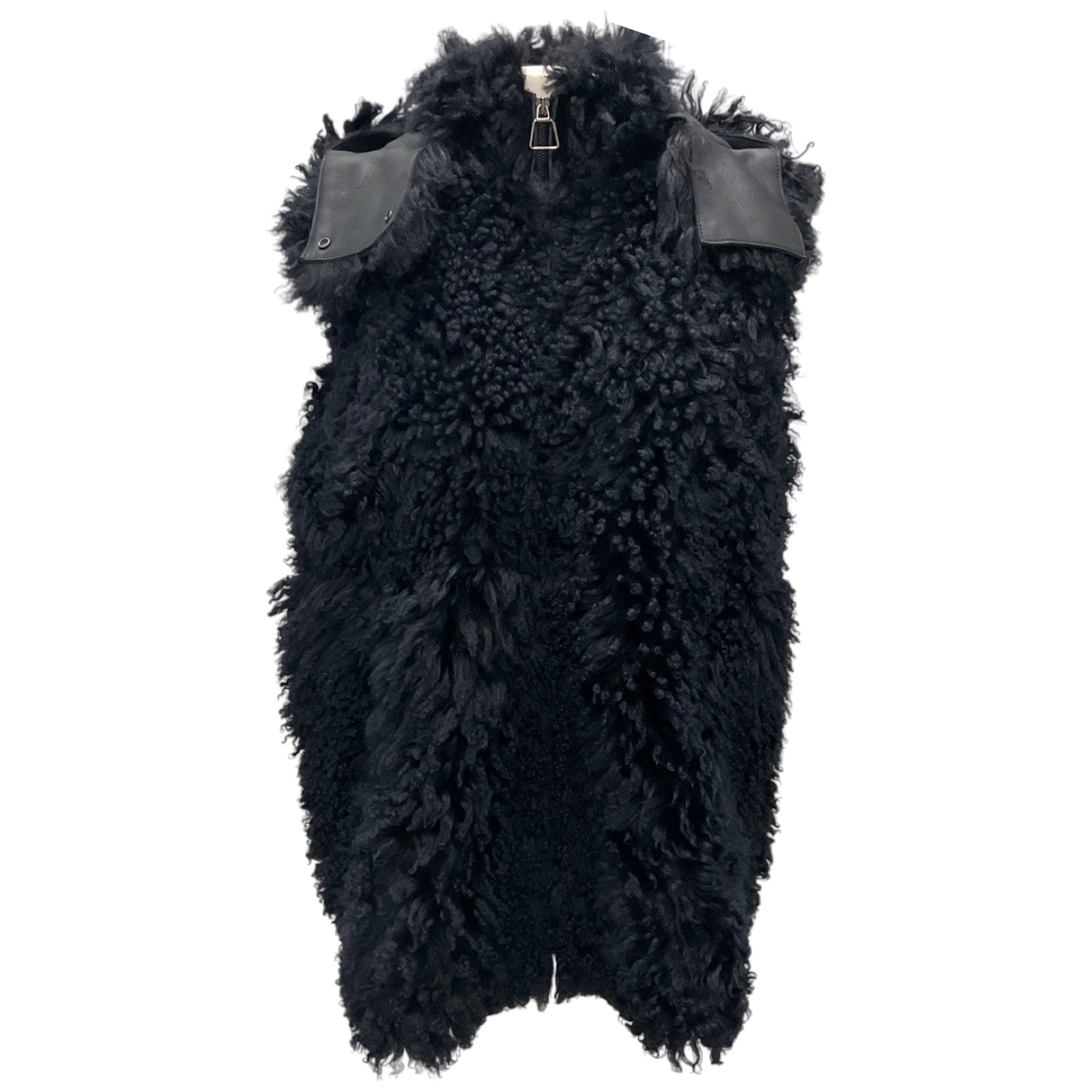 Akris Navy Reversible Lamb Fur and Lambskin Leather Vest