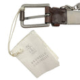 Load image into Gallery viewer, Brunello Cucinelli Brown Leather Belt with Multi Silver Chain Embellishments
