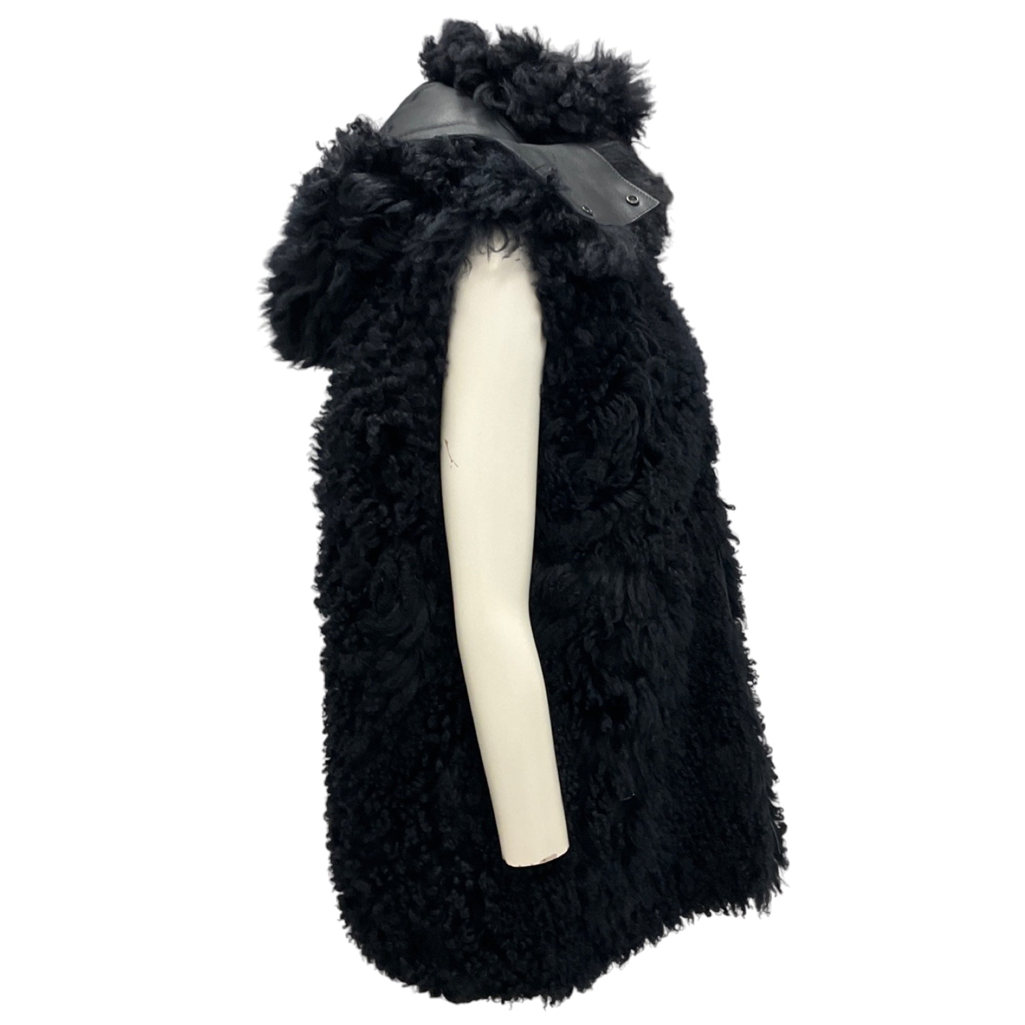 Akris Navy Reversible Lamb Fur and Lambskin Leather Vest