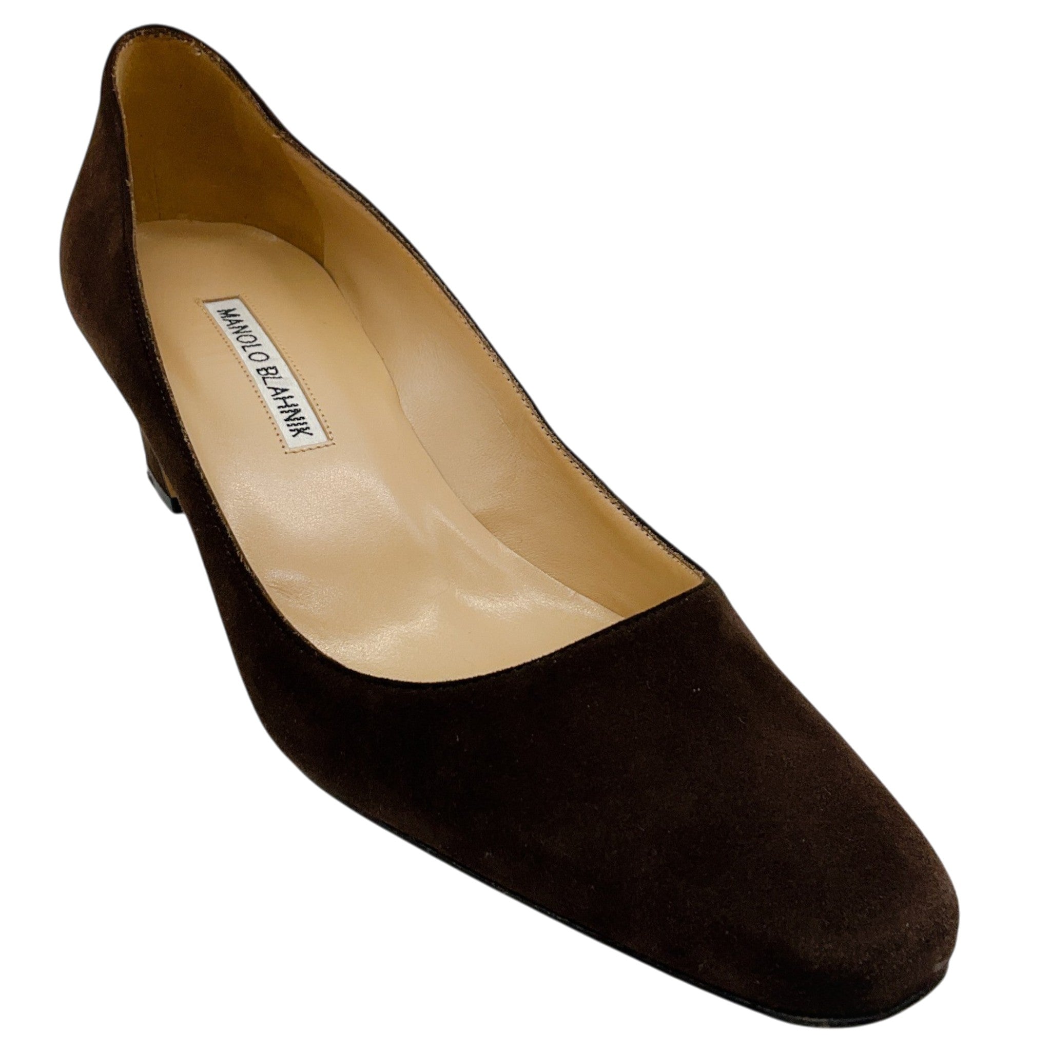 Manolo Blahnik Dark Brown Suede Okkatopla Pumps
