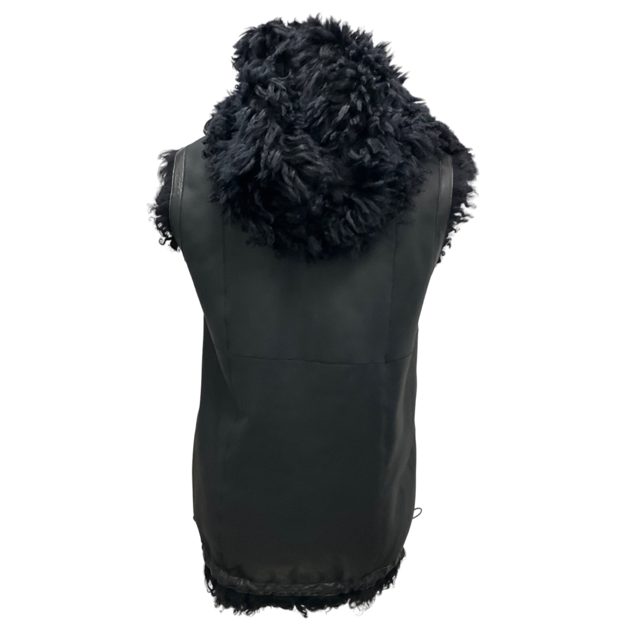 Akris Navy Reversible Lamb Fur and Lambskin Leather Vest