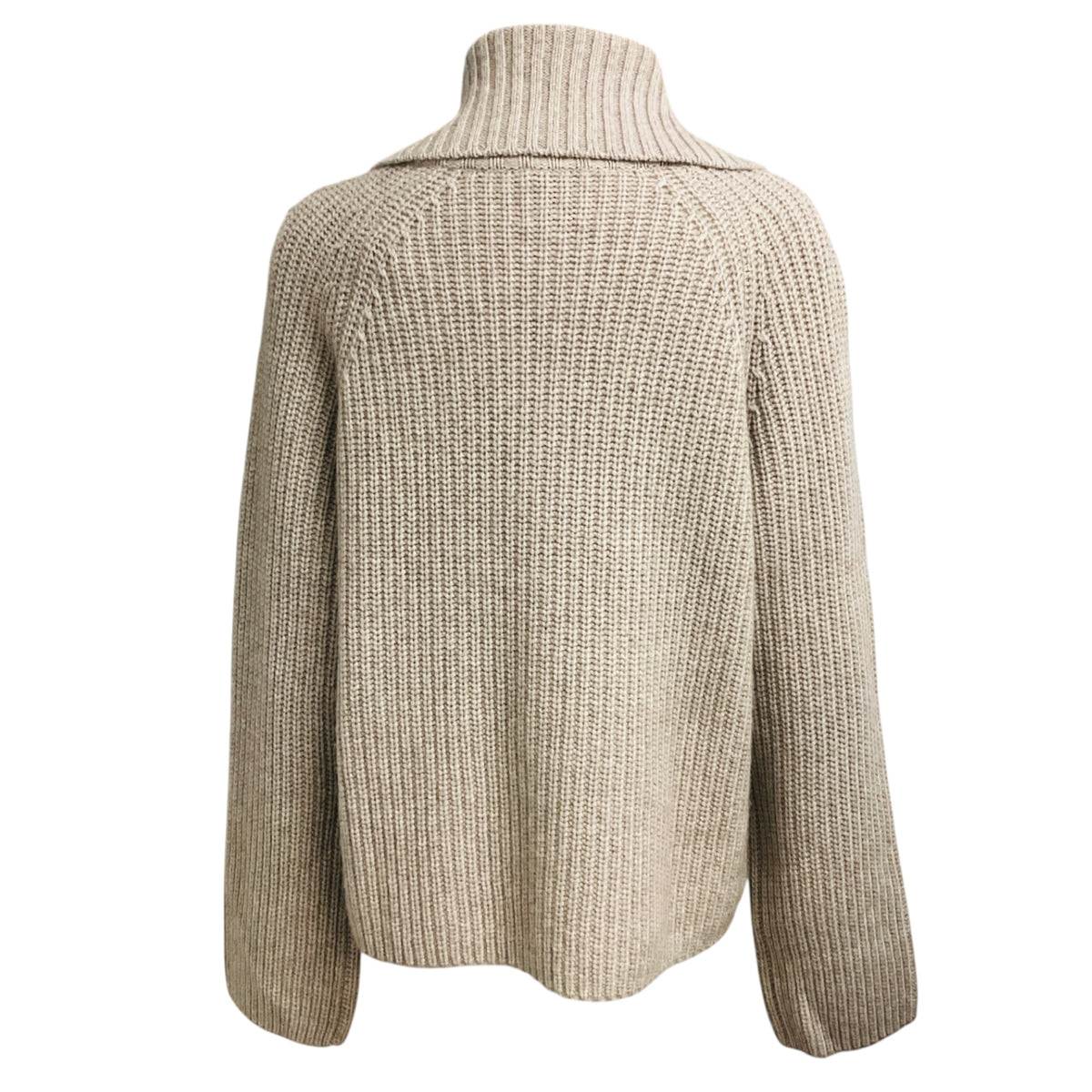 Allude Beige Zip Front Wool and Cashmere Knit Sweater