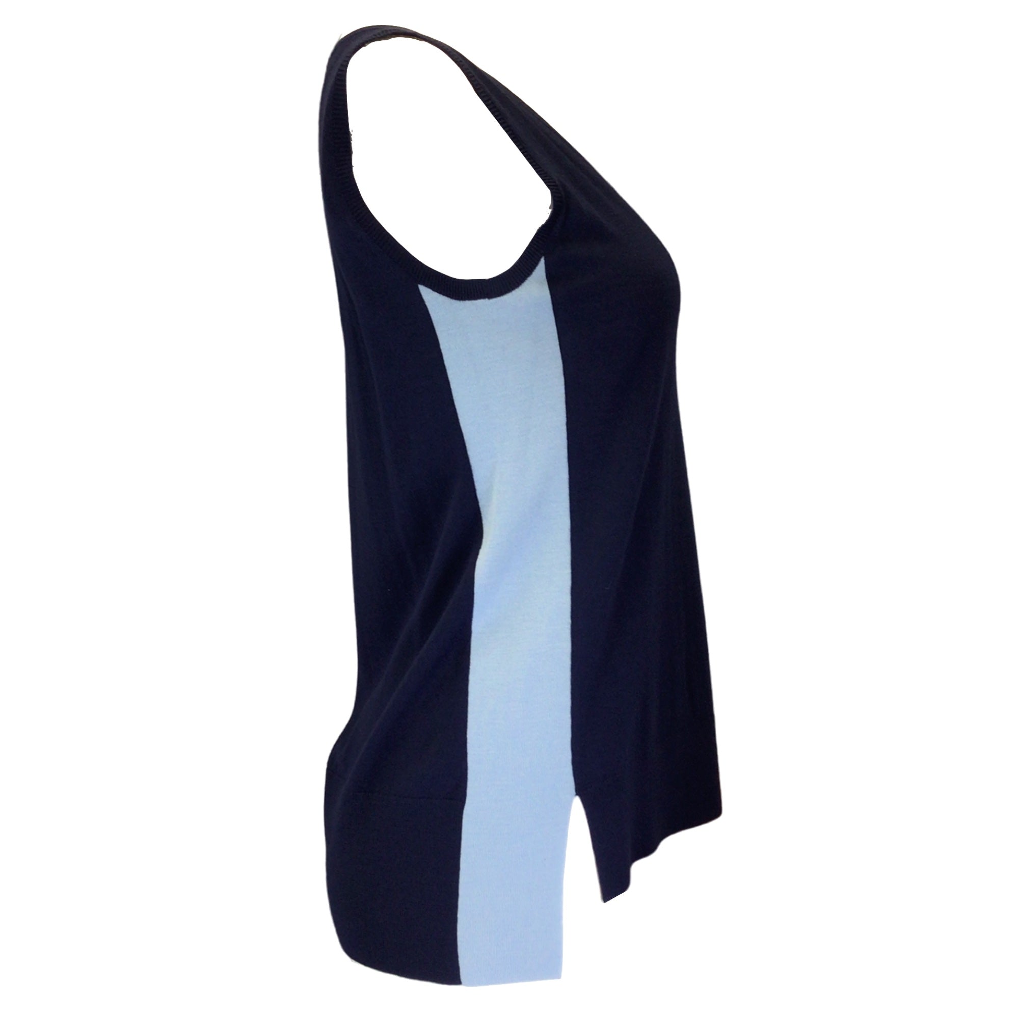 Akris Punto Navy Blue / Light Blue Wool Knit Cardigan Sweater and Tank Top Two-Piece Set