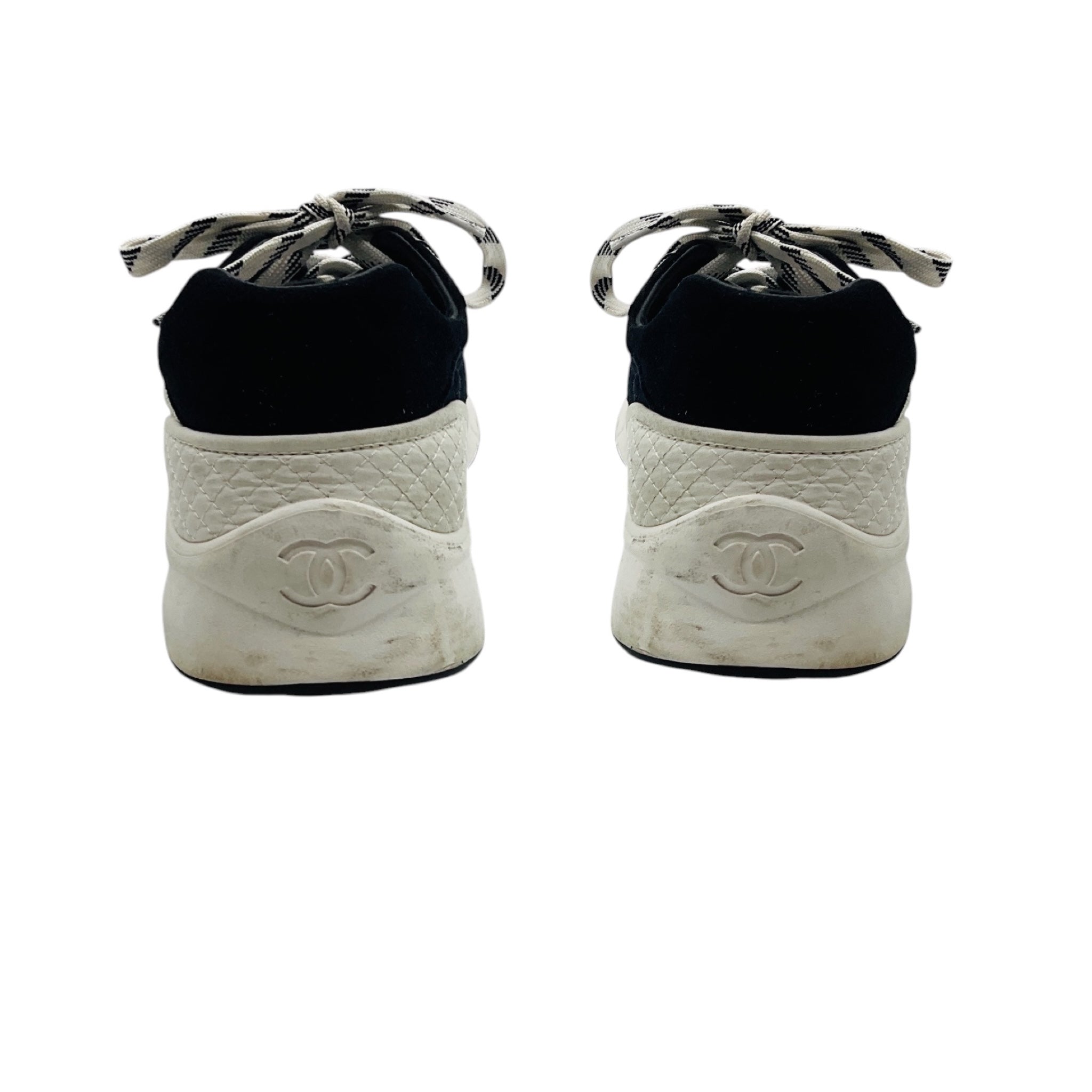Chanel Black / White 2022 CC Logo Suede and Technical Fabric Low Top Sneakers