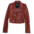 Load image into Gallery viewer, BLK DNM Red Cropped Leather Biker Jacket
