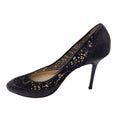 Load image into Gallery viewer, Jimmy Choo Black / Beige Mesh Tulle Embroidered Lace and Leather Pumps
