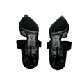 Load image into Gallery viewer, Alexander McQueen Black 'Punk' Mesh and Leather Pointed Toe Mules with Buckle Detail
