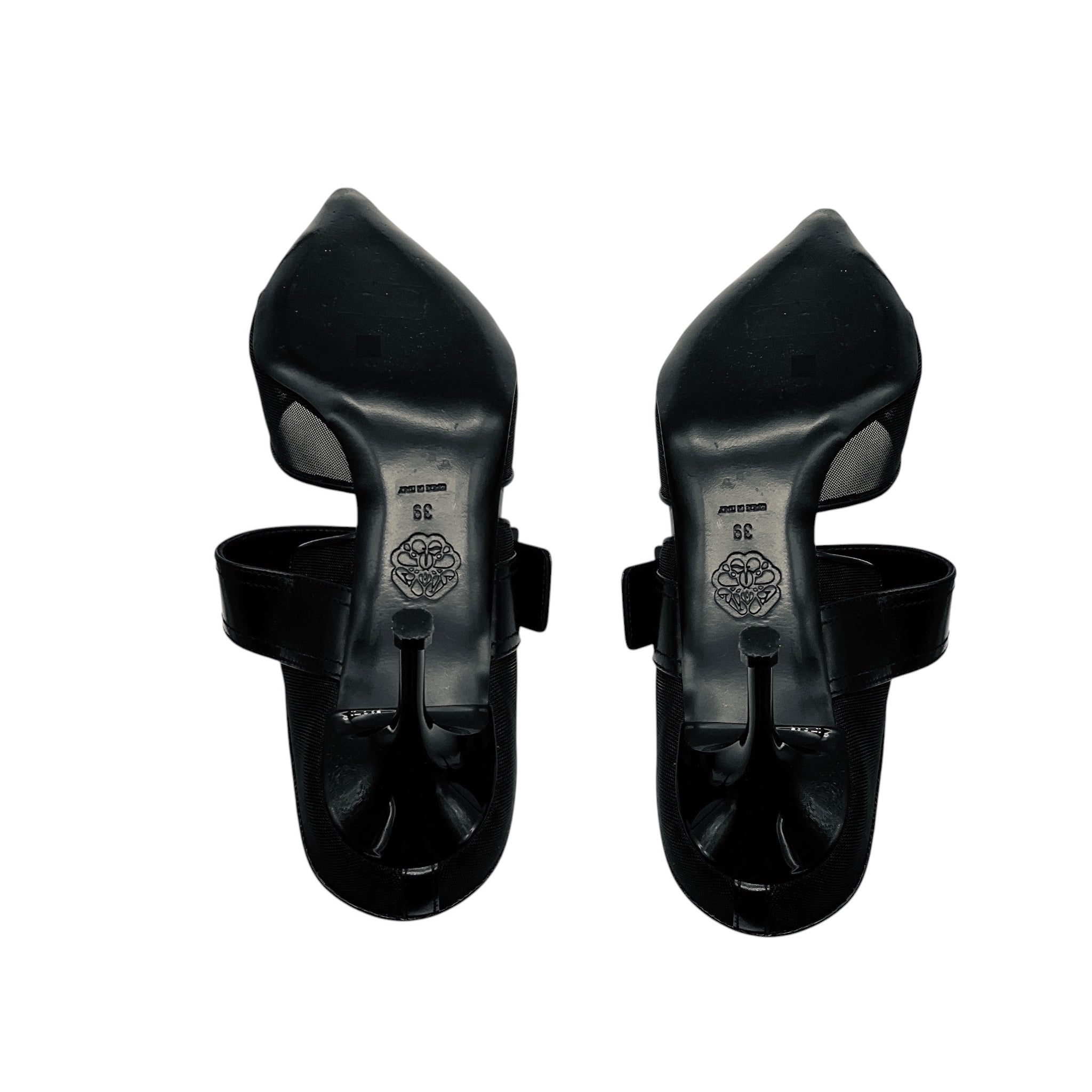 Alexander McQueen Black 'Punk' Mesh and Leather Pointed Toe Mules with Buckle Detail