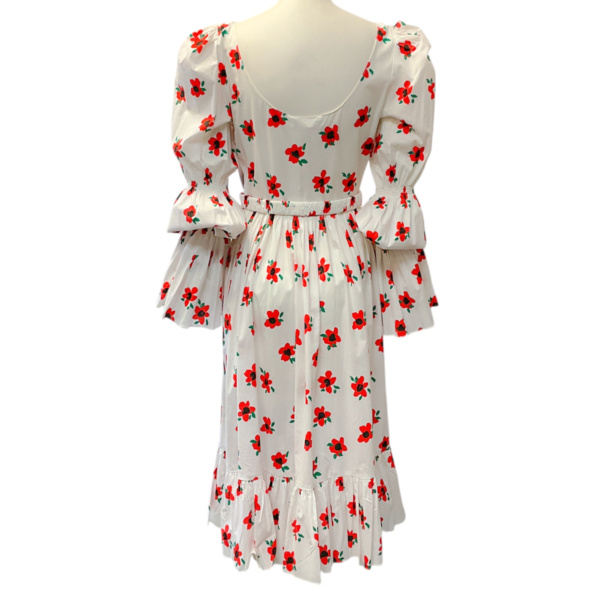 Caroline Constas White / Red Retro Floral Fay Dress