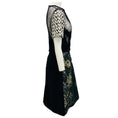 Load image into Gallery viewer, Preen by Thornton Bregazzi Black / White Multi Mixed Media Lace and Embroidery Short Sleeved Midi Cocktail Dress
