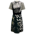 Load image into Gallery viewer, Preen by Thornton Bregazzi Black / White Multi Mixed Media Lace and Embroidery Short Sleeved Midi Cocktail Dress

