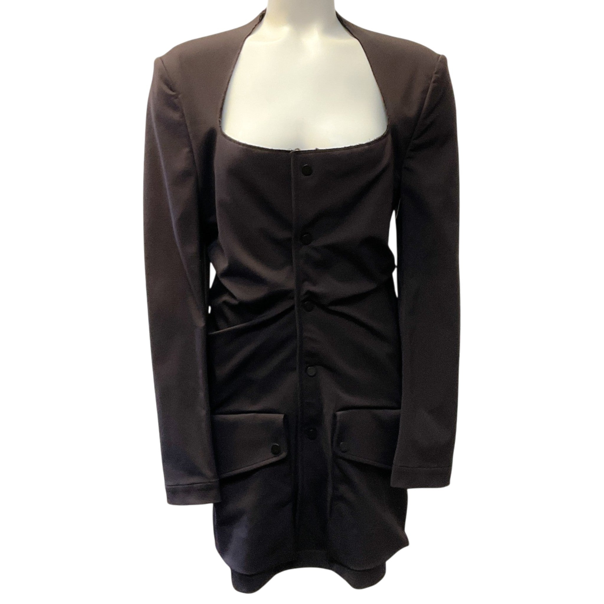 Bottega Veneta Brown Square Neck Ruched Jacket
