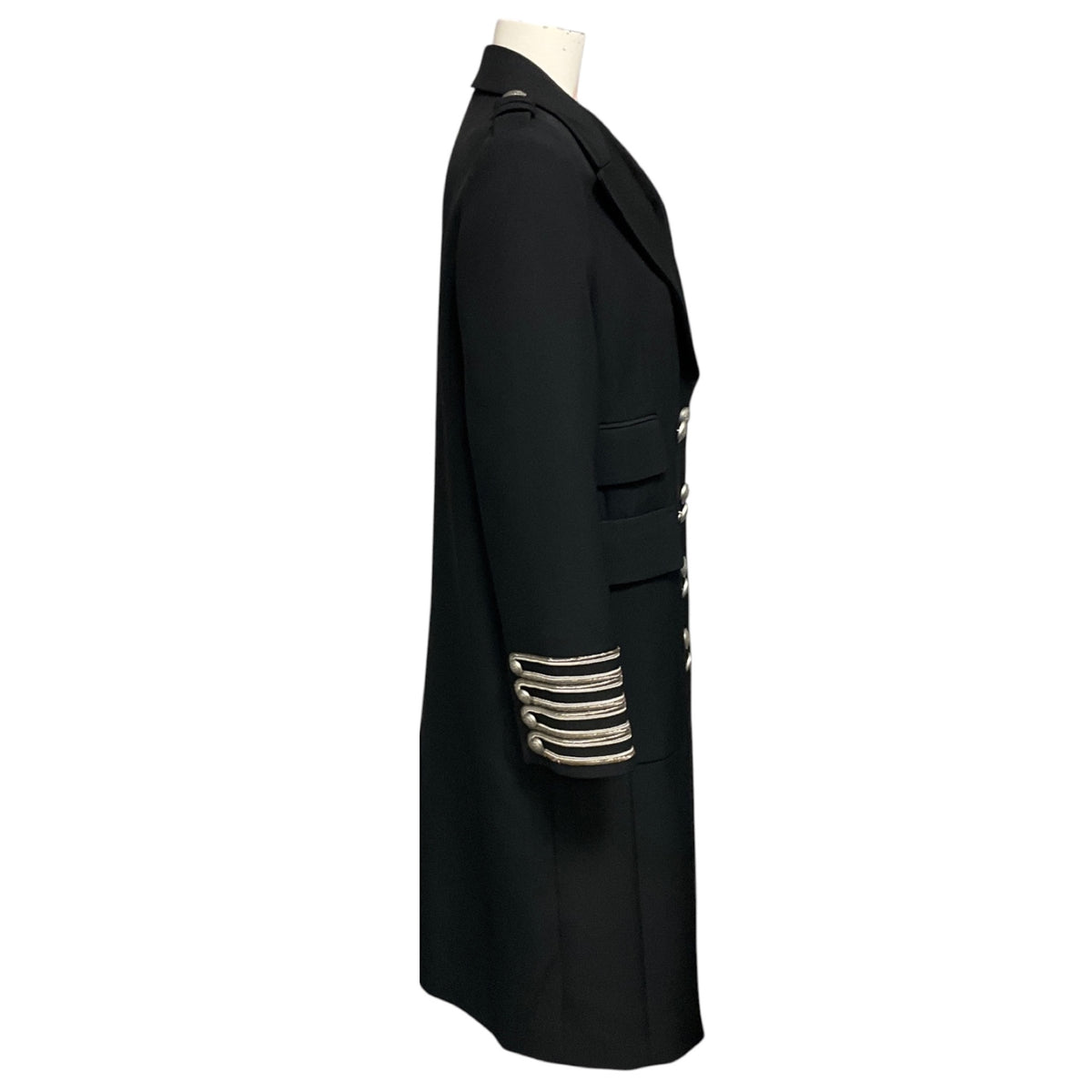 Michael Kors Collection Black Wool and Cotton Gabardine Military Coat