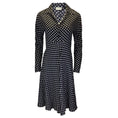 Load image into Gallery viewer, Salon 1884 Black / White Polka Dot Print Long Sleeved Button-Front Silk Midi Dress

