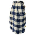 Load image into Gallery viewer, Balmain Cream / Marine Blue Gingham High Rise Mini Skirt with Gold Buttons
