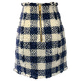 Load image into Gallery viewer, Balmain Cream / Marine Blue Gingham High Rise Mini Skirt with Gold Buttons
