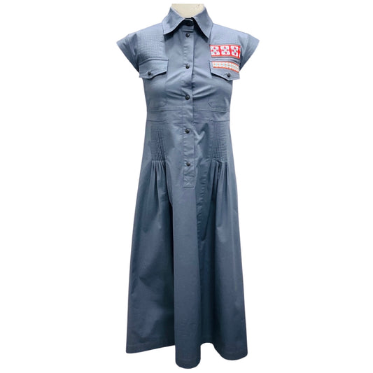 Mr & Mrs Italy Slate Blue Cotton Stretch Midi Dress