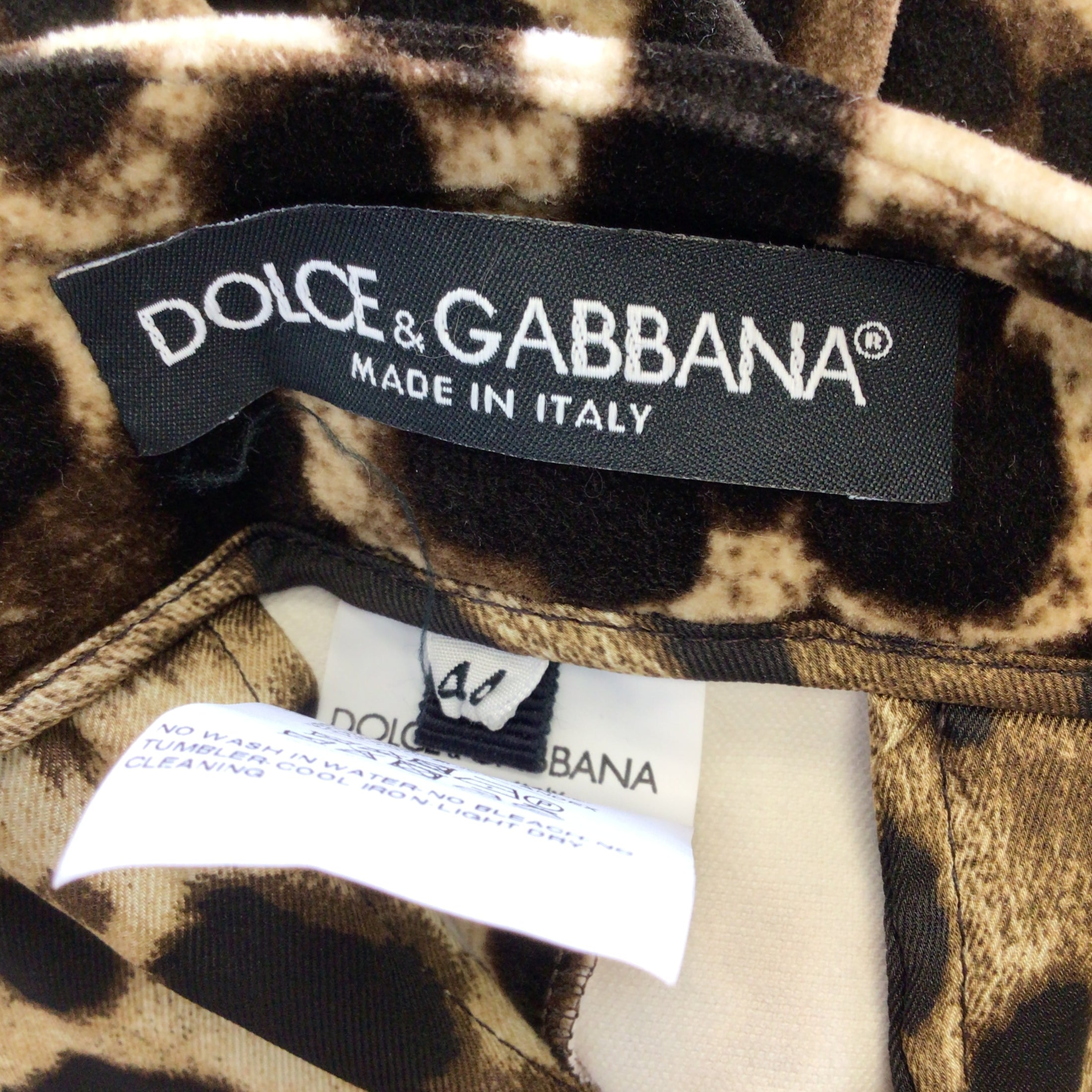 Dolce & Gabbana Tan / Brown Leopard Printed Velvet Pants