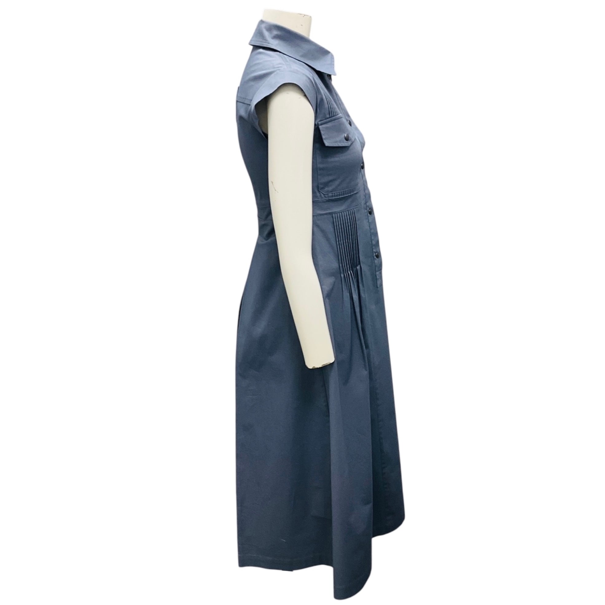Mr & Mrs Italy Slate Blue Cotton Stretch Midi Dress