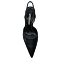 Load image into Gallery viewer, Manolo Blahnik Dark Brown Homerasli Pointed Toe Calf Leather Slingback Pumps with Contrast White Stitching
