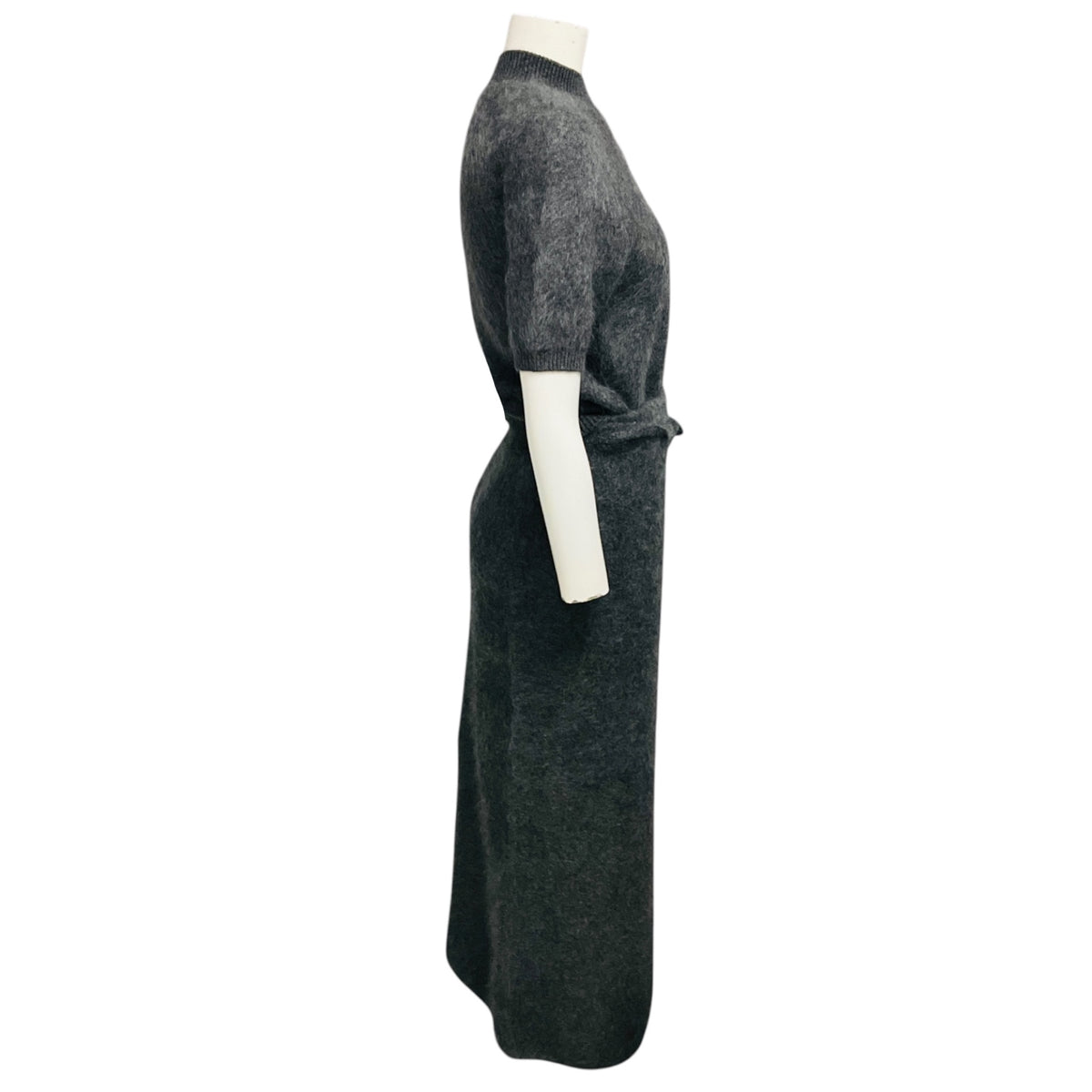 Adam Lippes Heather Grey Brushed Cashmere Ari Top and Levi Belted Midi Skirt