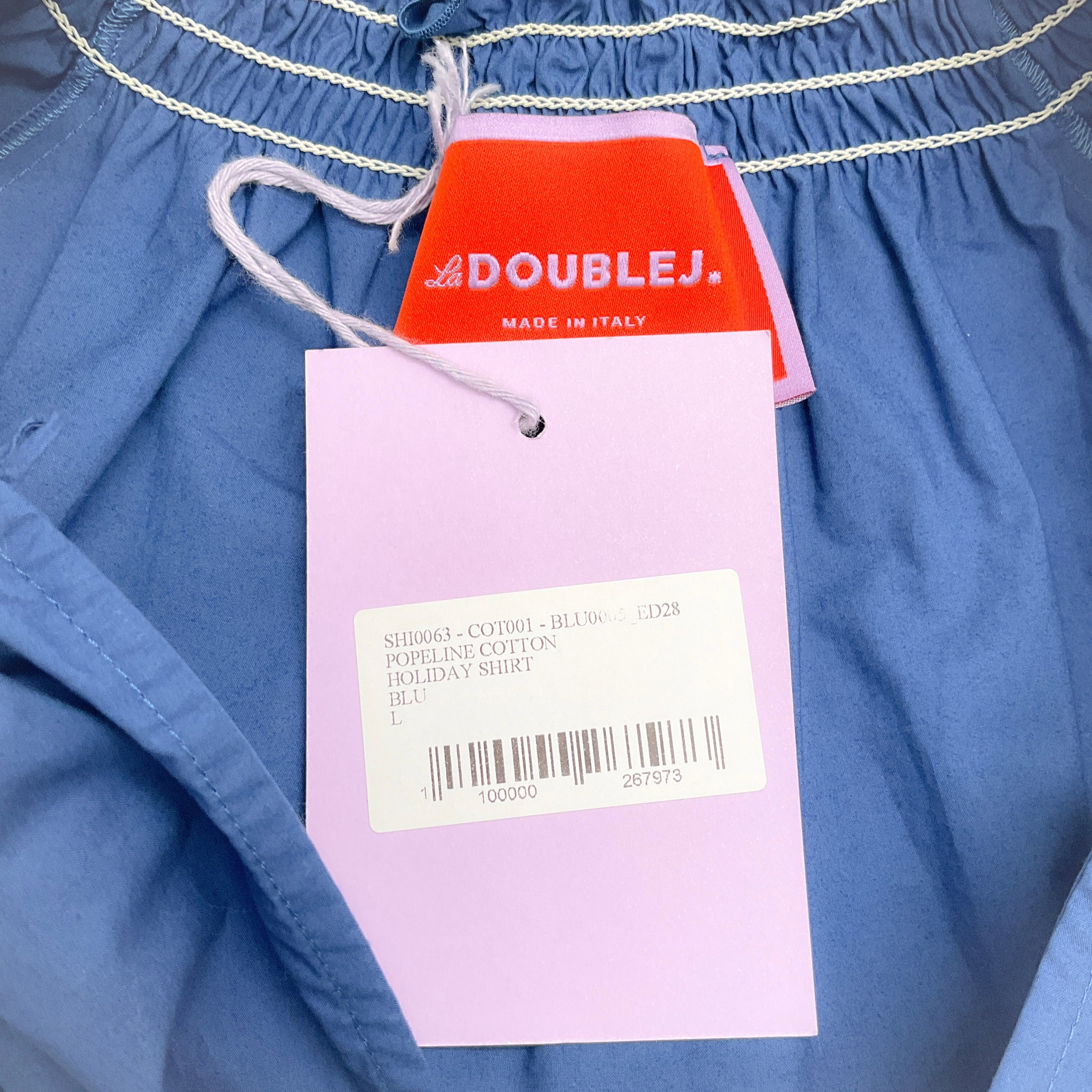 La DoubleJ  Blue Popeline Cotton Holiday Shirt