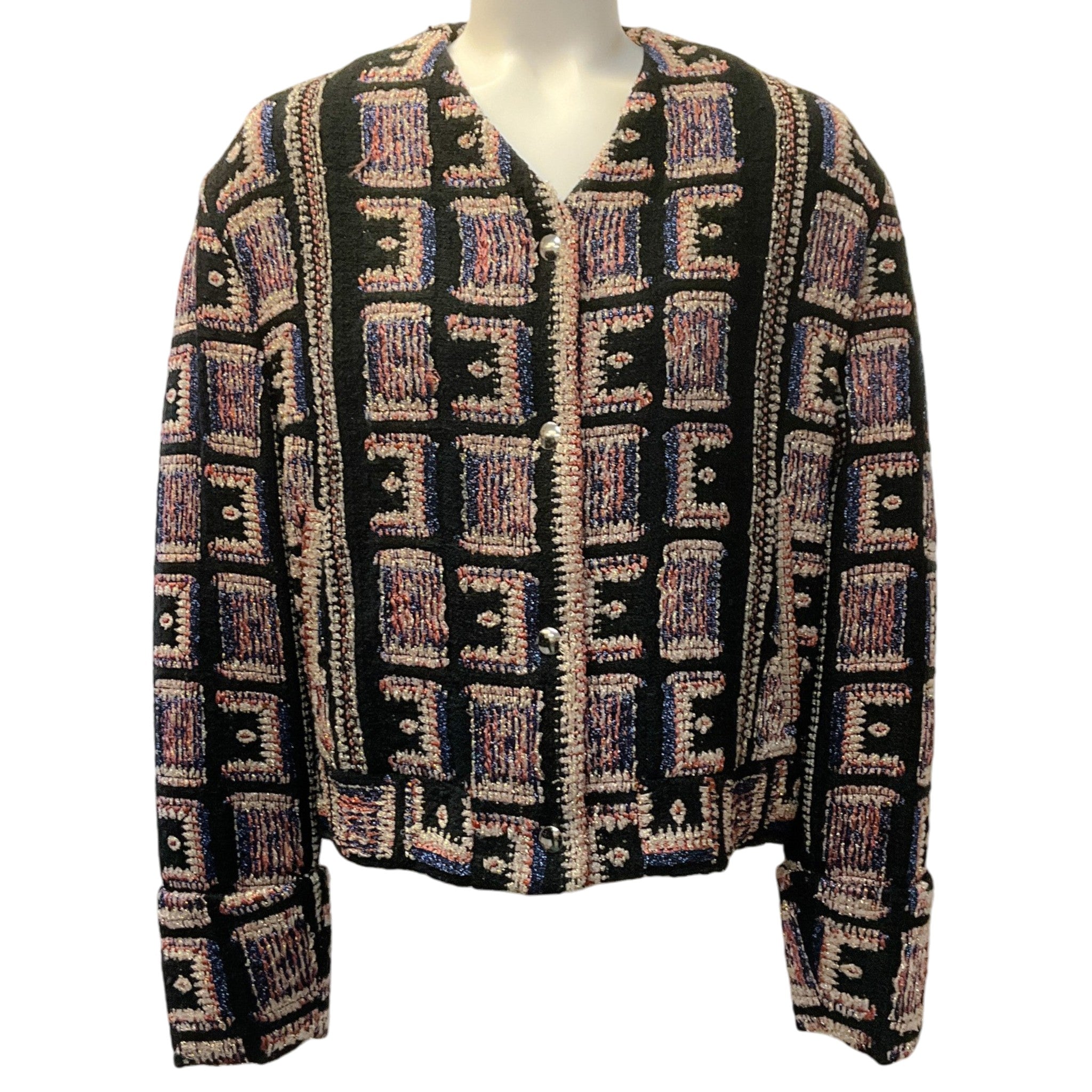 IRO Black Multi Tweed Collarless Lullia Jacket
