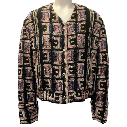 IRO Black Multi Tweed Collarless Lullia Jacket
