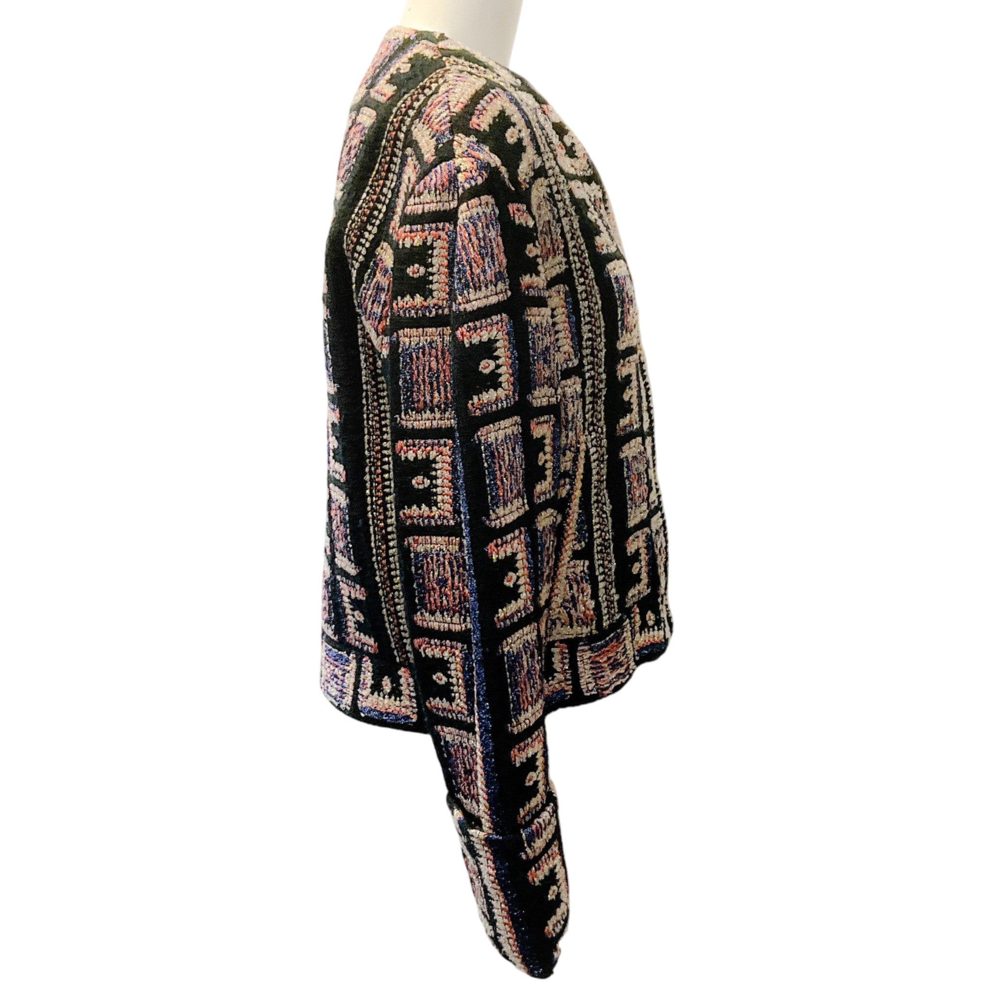 IRO Black Multi Tweed Collarless Lullia Jacket