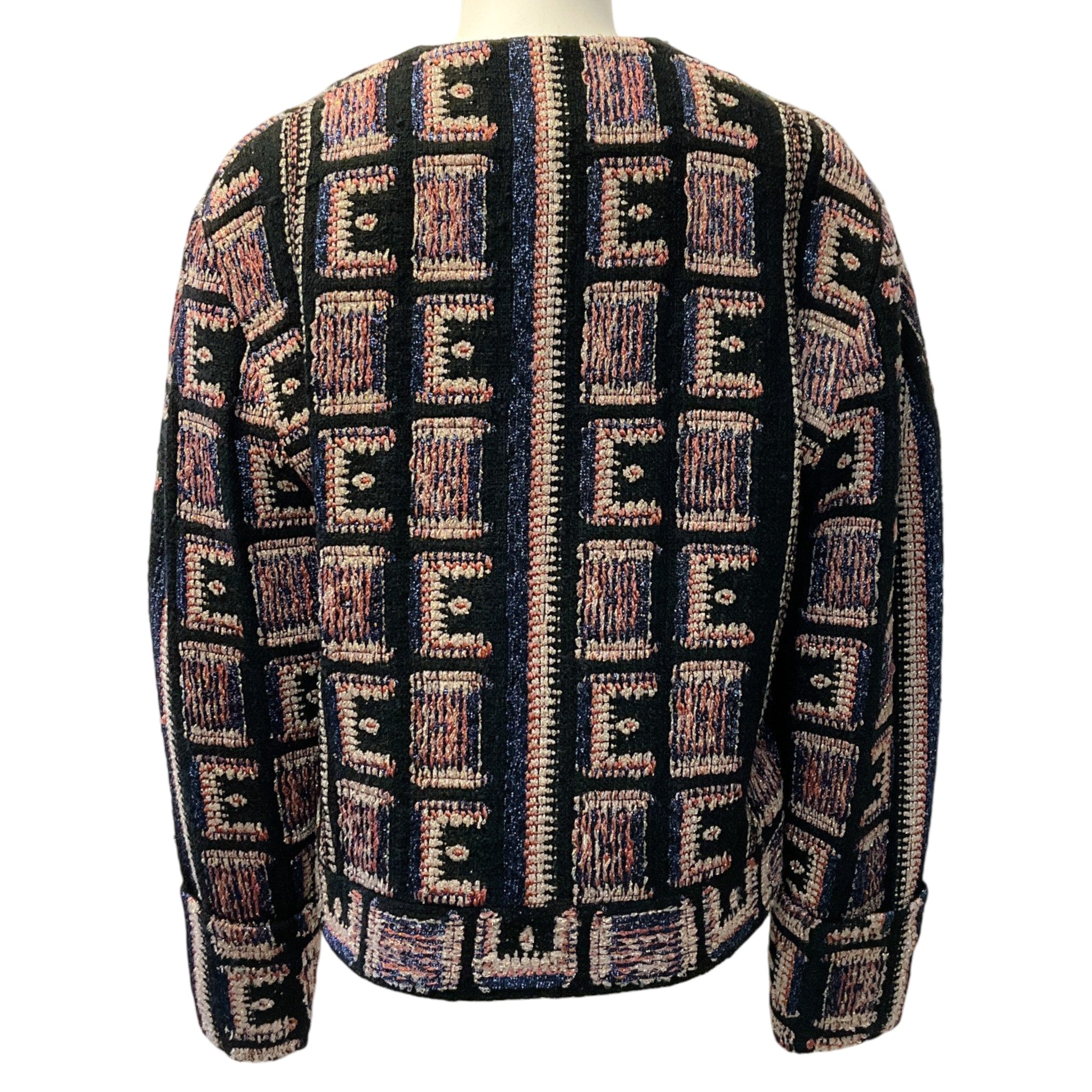 IRO Black Multi Tweed Collarless Lullia Jacket