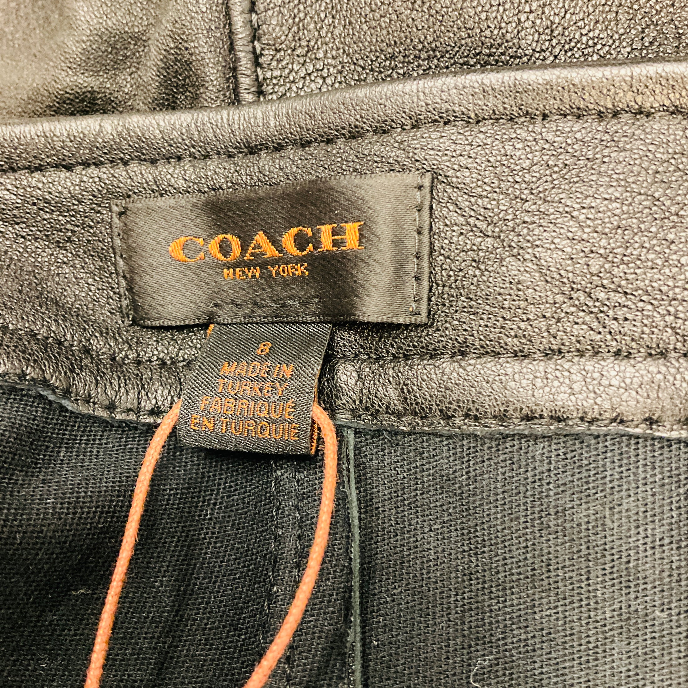 Coach Black Zip Pocket Leather Pants
