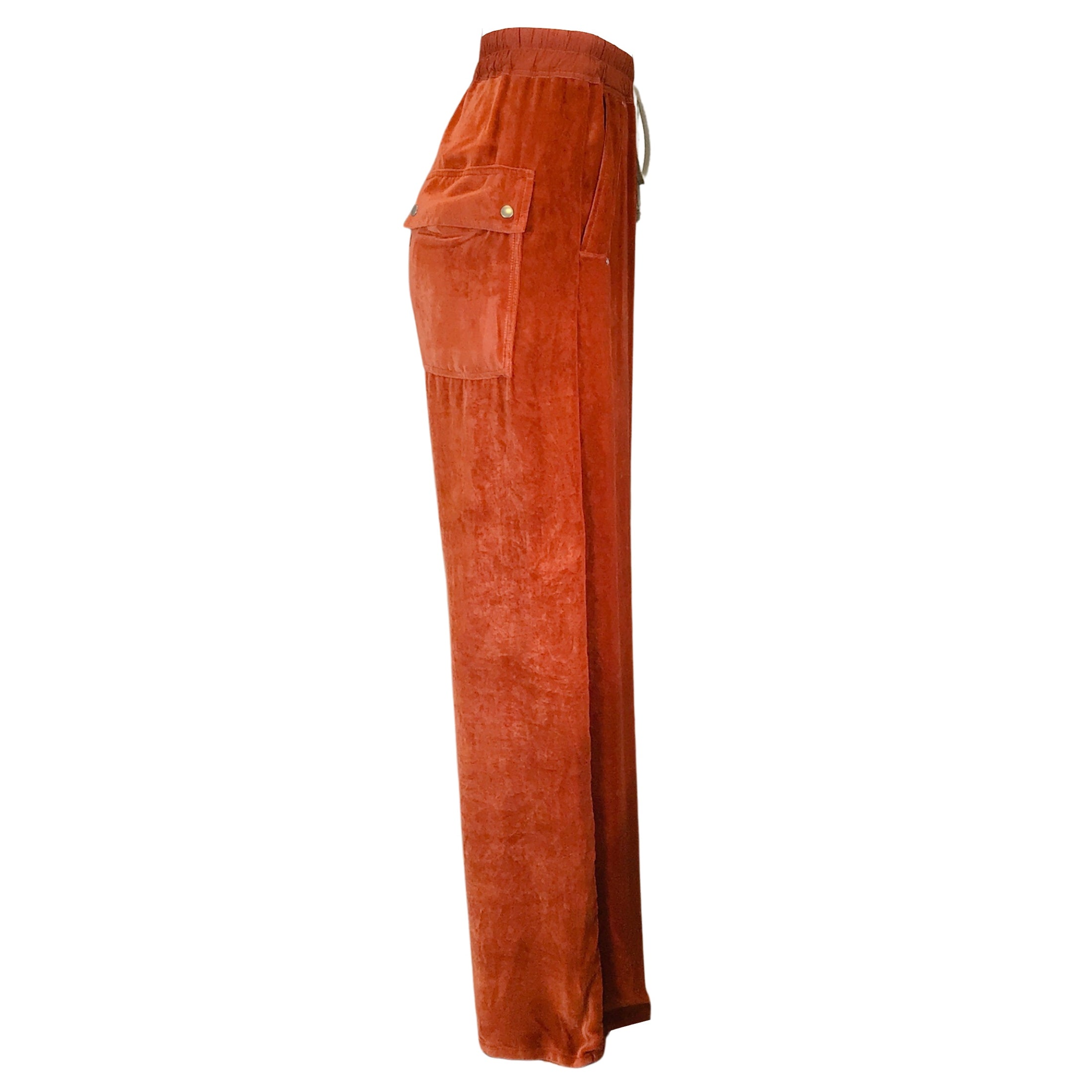 Rick Owens Orange 2022 Wide-Leg Velvet Drawstring Pants