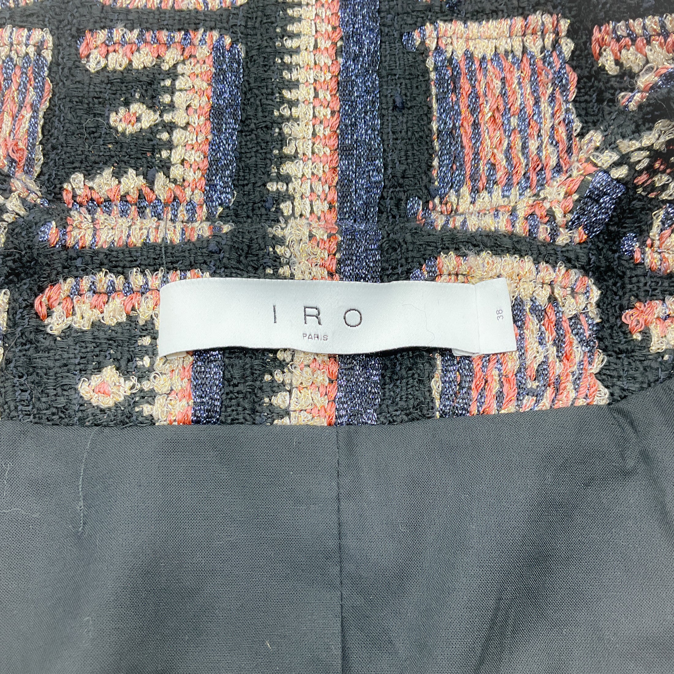 IRO Black Multi Tweed Collarless Lullia Jacket