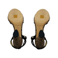 Load image into Gallery viewer, Jimmy Choo Tan / Black Edina Woven Raffia Ankle Strap Sandals with Suede Trim
