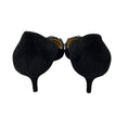 Load image into Gallery viewer, Jimmy Choo Black Crystal Embellished Pointed Toe Mid Heel Satin Pumps
