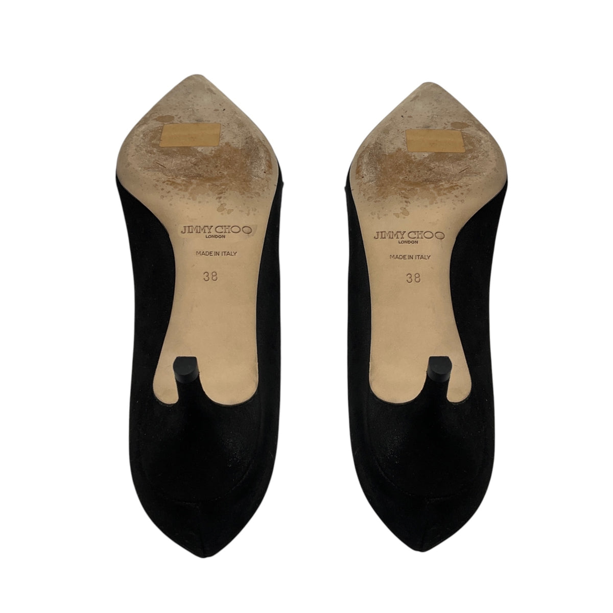 Jimmy Choo Black Crystal Embellished Pointed Toe Mid Heel Satin Pumps