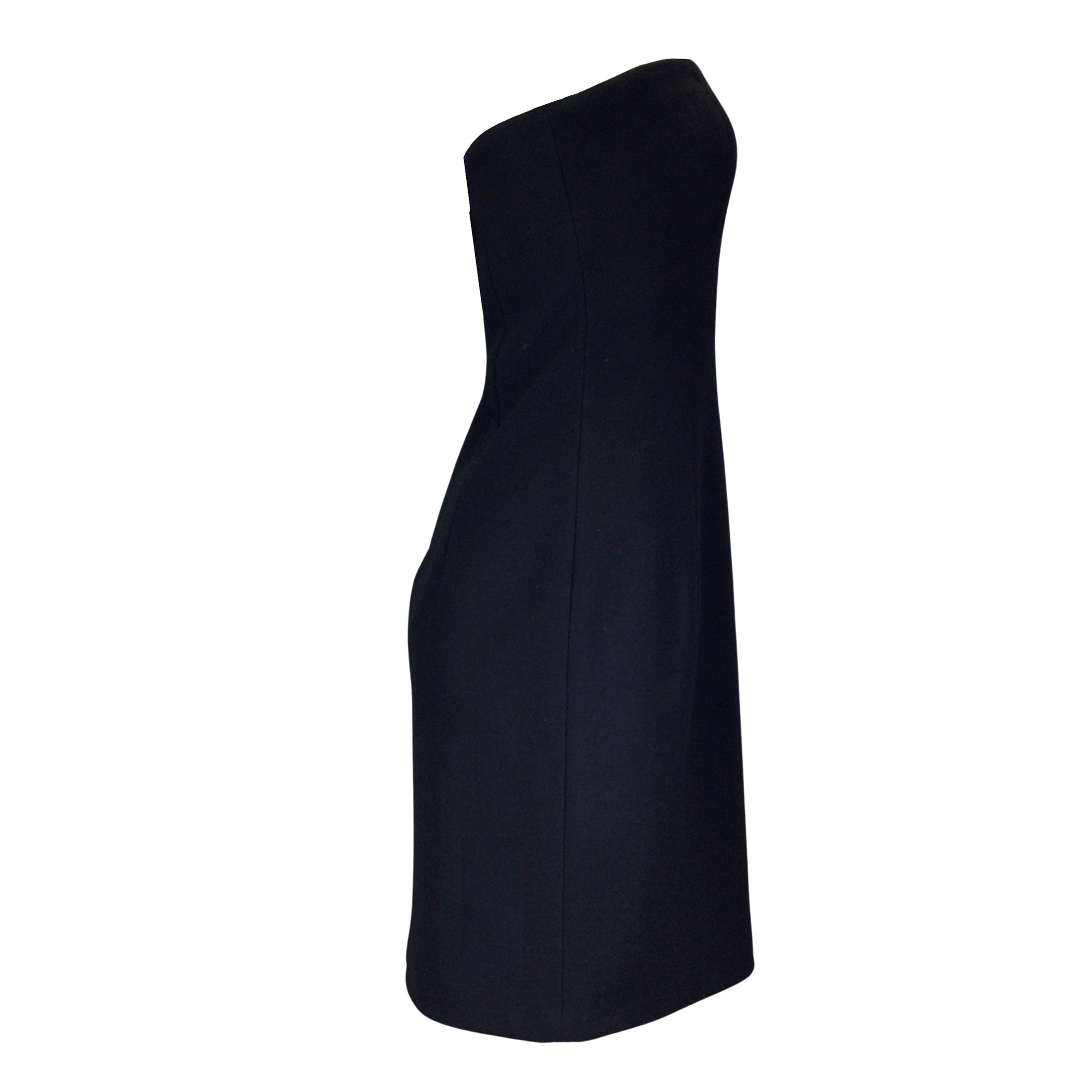 Michael Kors Black Strapless Wool Dress